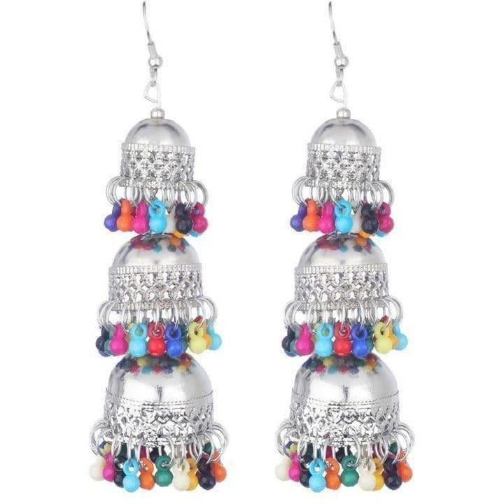 MS Fashion India Tassel Small Hanging Jhumka Multicolor Pearls Earrings For Occasions | Swadesiicart
