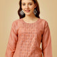 Jyoti Fashion Women's Gajri Cotton Blend Embroidered Kurta Pant Set | Swadesiicart