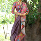 Vishnu Weaves Women's Coffee Cotton Silk Woven Saree with Blouse - Swadesiicart