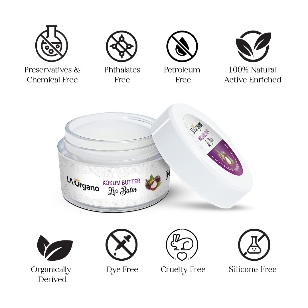 LA Organo Kokum Butter Lip Balm For Dry Chapped Lips - Swadesiicart