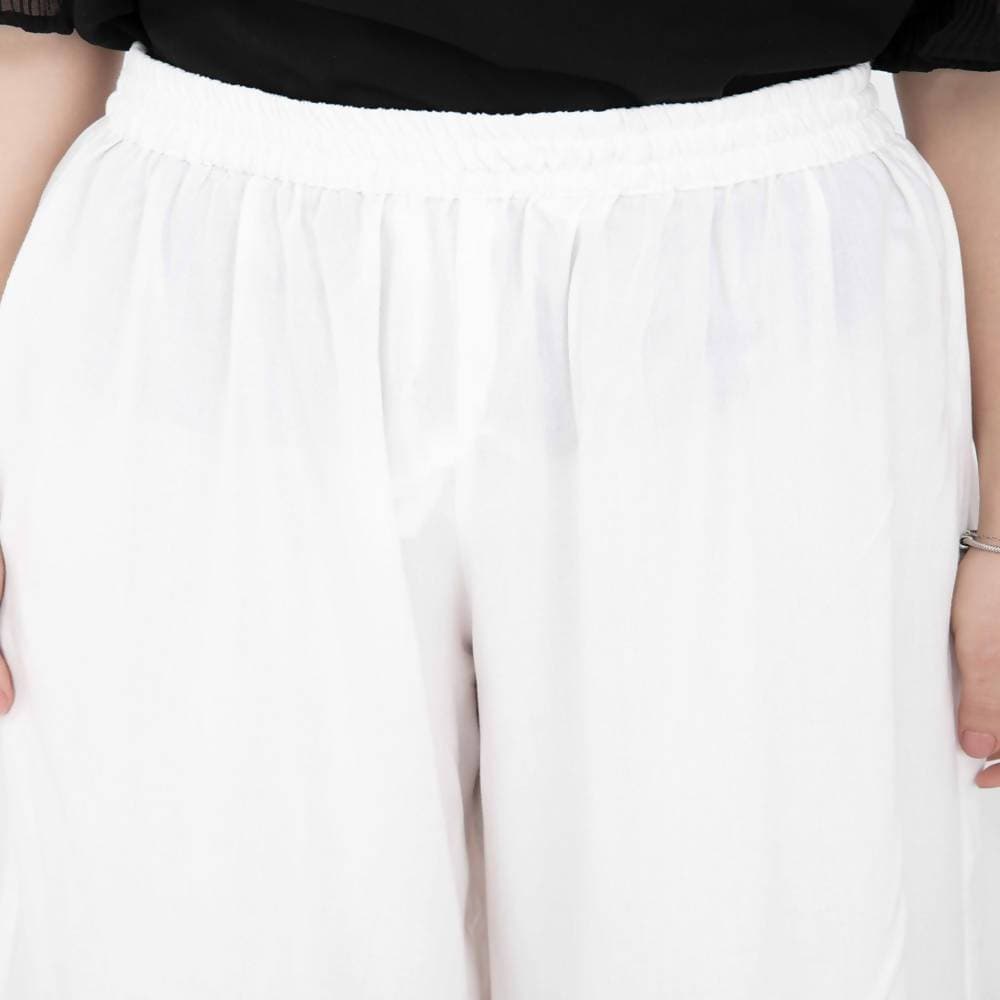 Lagi Women's White Solid Palazzo (PLZ04F) | Swadesiicart