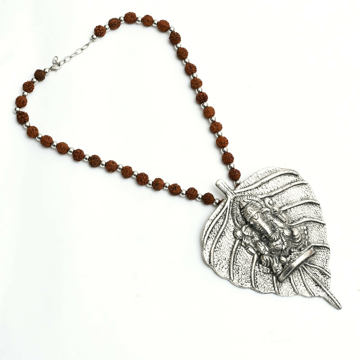 Mominos Fashion Johar Kamal Oxidised Silver-Plated Brass Finish Ganesha Long Necklace For Women | Swadesiicart