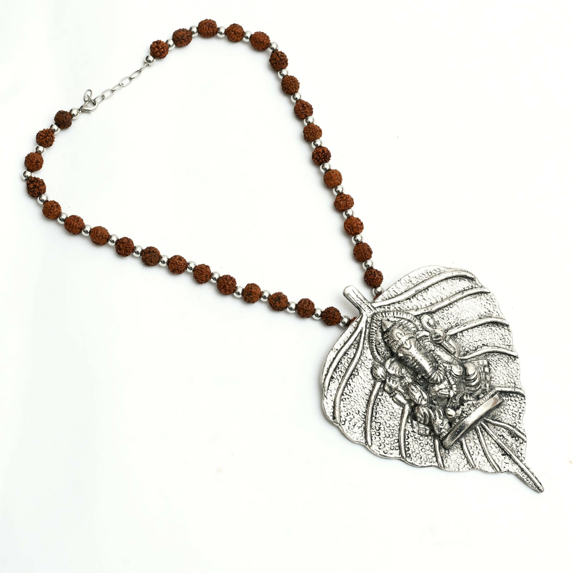 Mominos Fashion Johar Kamal Oxidised Silver-Plated Brass Finish Ganesha Long Necklace For Women | Swadesiicart