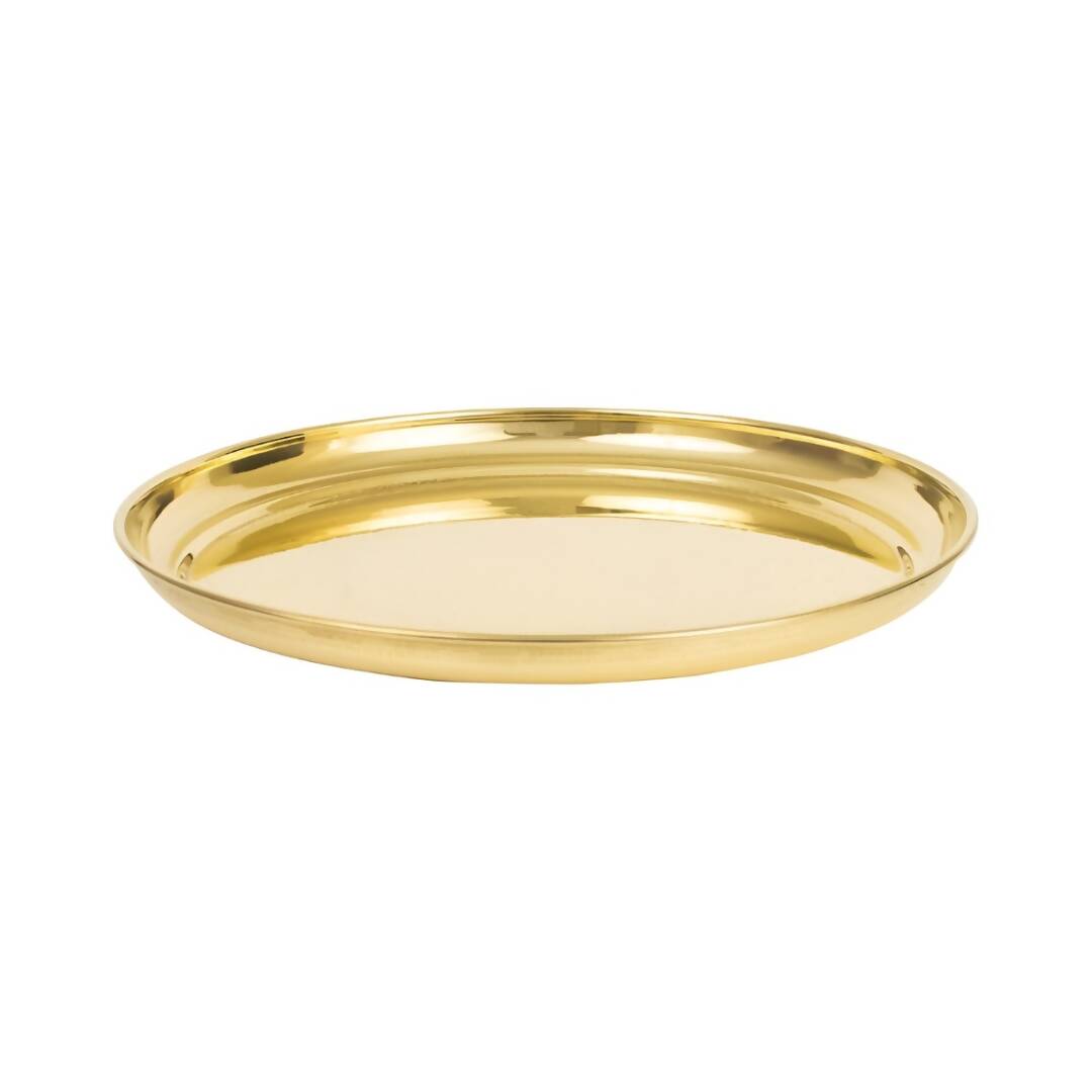Spillbox Gold-Toned Brass Plain Thali Pooja Essential | Swadesiicart