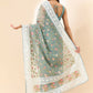 Blue Organza Floral Embroidered Saree with Unstitched Blouse Piece - Roozal