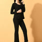 Myshka Women's Black Solid Coat With Trousers - Swadesiicart