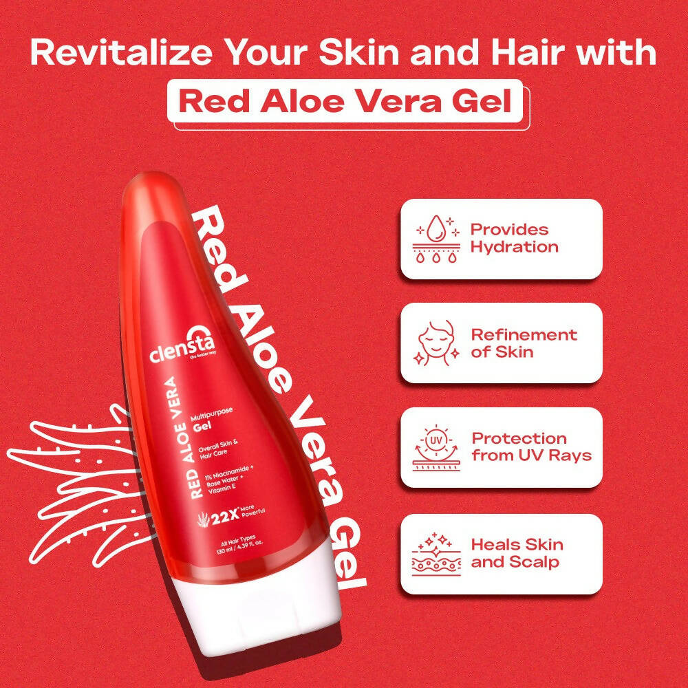 Clensta Red Aloe Vera Multipurpose Gel | Swadesiicart