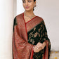 Joban Fashion Green Crepe Chiffon Pure Handloom Banarasi Silk Saree | Swadesiicart