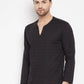 Even Apparels Black Viscose Men's Kurta With Slit Neckline | Swadesiicart