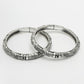 NVR Women's Set of 2 Silver-Toned German Silver Floral Oxidised Kada Bangle - Swadesiicart