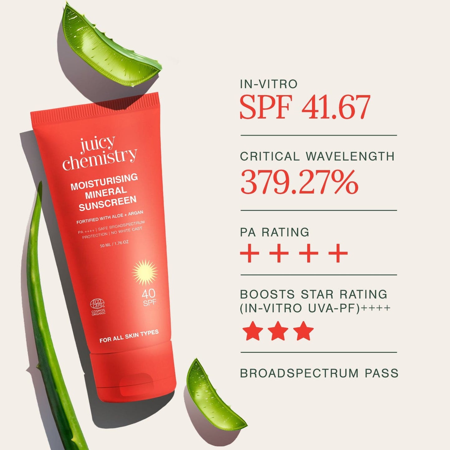 Moisturising Mineral Sunscreen Fortified with Aloe + Argan