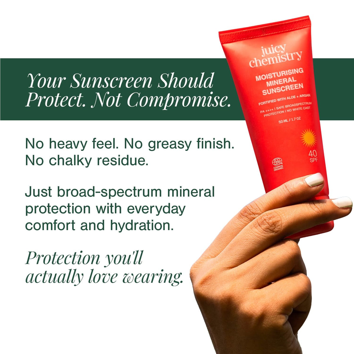 Moisturising Mineral Sunscreen" to "Mineral Sunscreen SPF 40 — Certified Organic