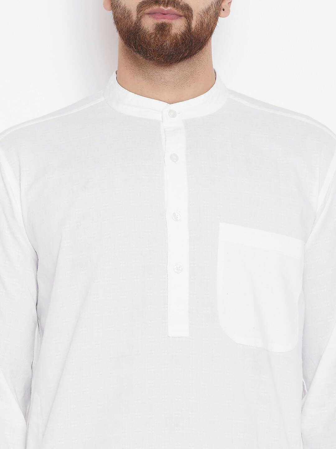 Even Apparels White Color Pure Cotton Band Collar Men's Kurta | Swadesiicart
