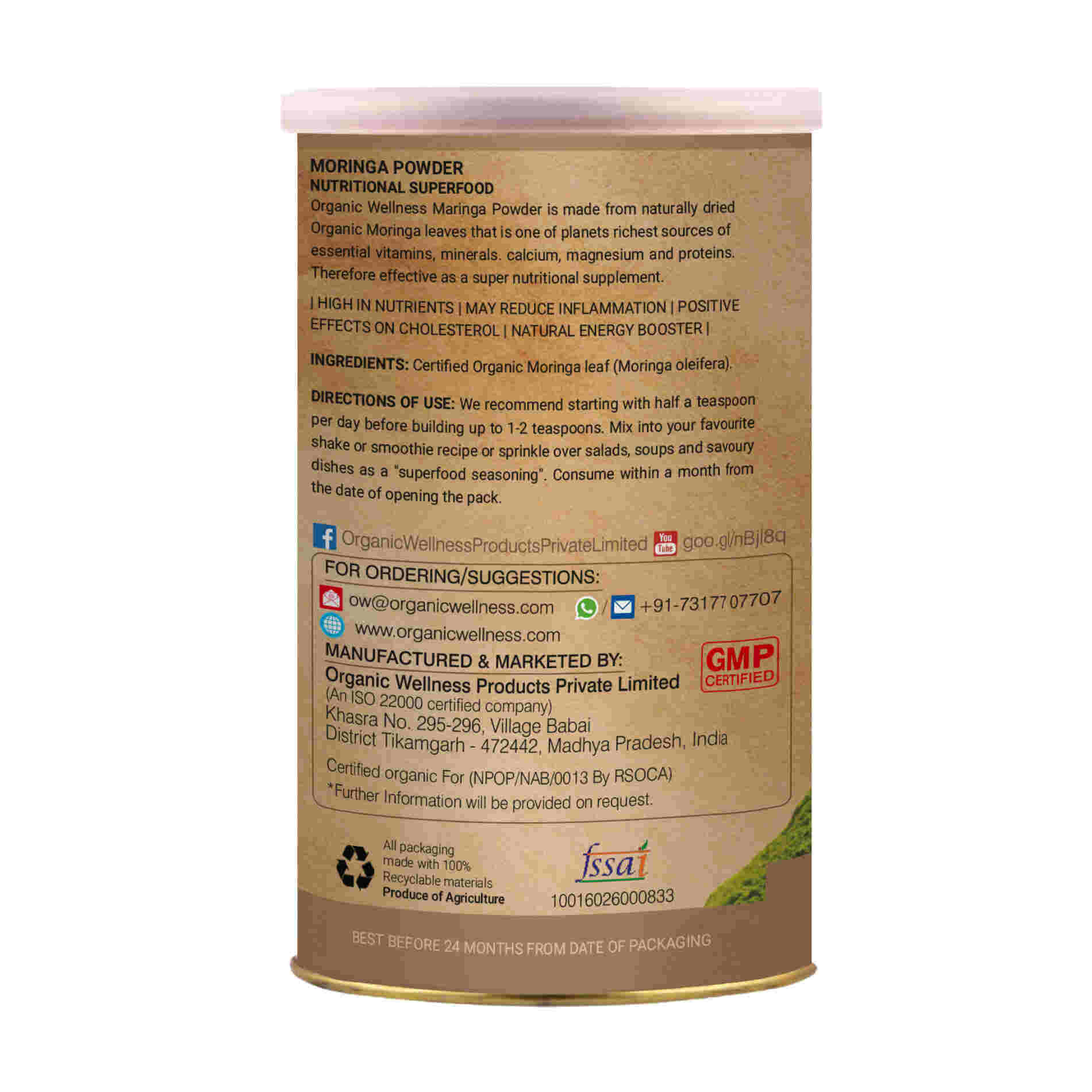 Organic Wellness Moringa Powder - Swadesiicart
