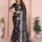 Anaita Black Pure Bandhej Silk Saree With Zari Weaving Work