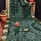 Anaita Dark Green Pure Bandhej Silk Saree With Zari Weaving Work