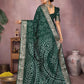 Anaita Dark Green Pure Bandhej Silk Saree With Zari Weaving Work