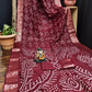 Anaita Maroon Pure Bandhej Silk Saree With Zari Weaving Work