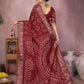 Anaita Maroon Pure Bandhej Silk Saree With Zari Weaving Work