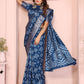 Anaita Navy Pure Bandhej Silk Saree With Zari Weaving Work