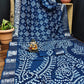 Anaita Navy Pure Bandhej Silk Saree With Zari Weaving Work