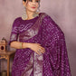 Anaita Purple Pure Bandhej Silk Saree With Zari Weaving Work