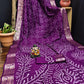 Anaita Purple Pure Bandhej Silk Saree With Zari Weaving Work