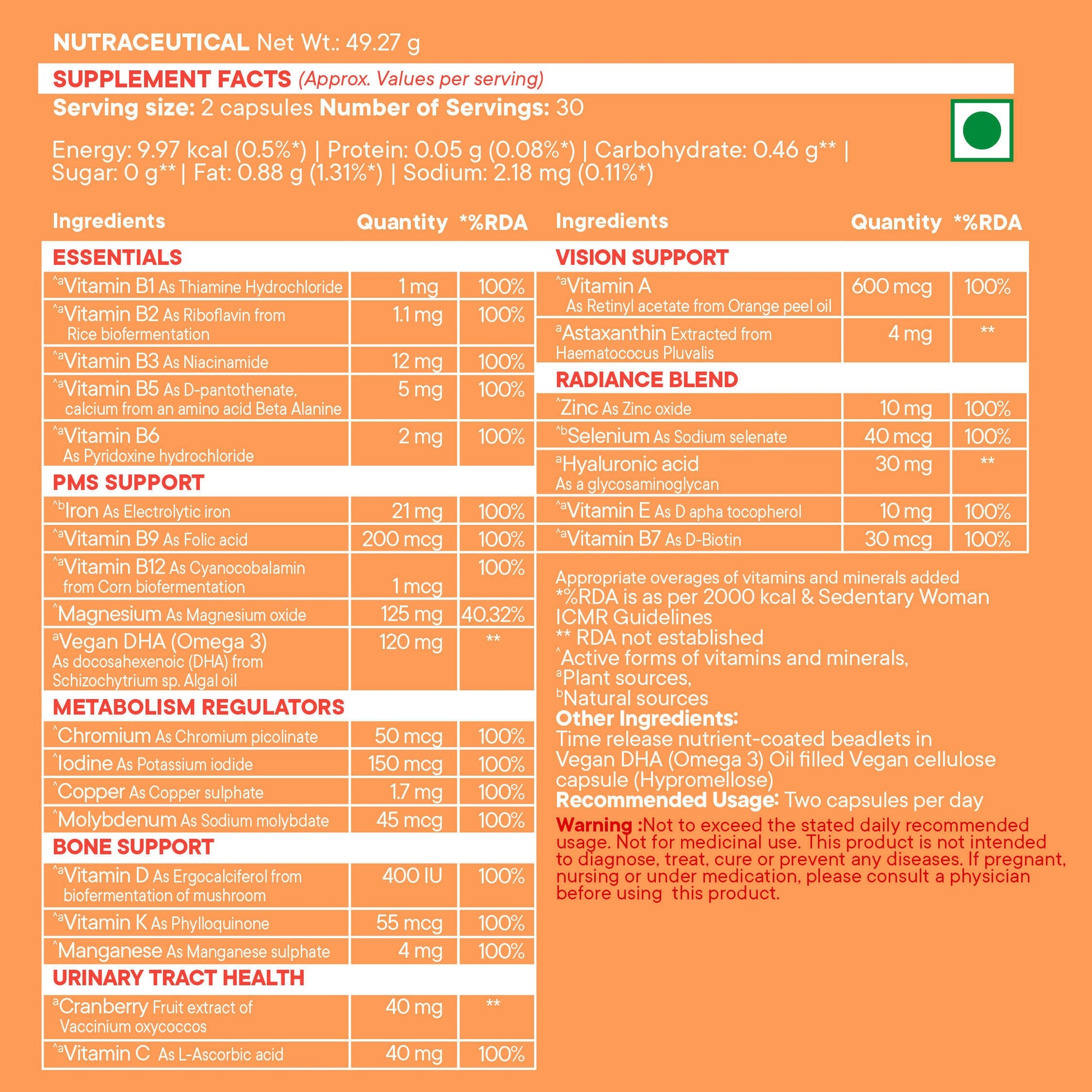 Wellbeing Nutrition Slow Multi + Omega for Her Capsules - Swadesiicart