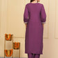 Wine Viscose Chanderi Embroidered Stitched Suit With Dupatta - Tanisha | Swadesiicart