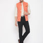 Even Apparels Orange Wool Men Woven Nehru Jacket | Swadesiicart