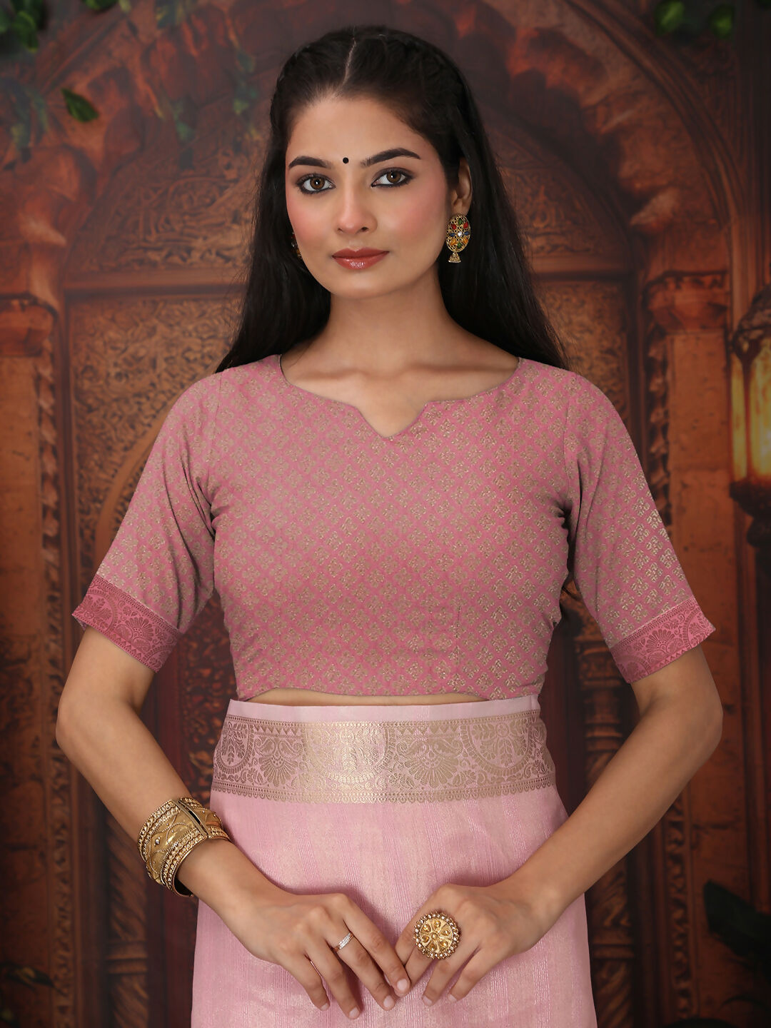 Shree Shyam Fashion Organza Light Pink Saree