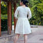 Aayaa Designer Multi Thread Hand Work Khadi Cotton One Piece Dress - Off White