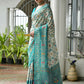 Vishnu Weaves Women's Sea-Green Banarasi Silk Patola Zari Woven Saree with Blouse - Swadesiicart