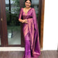 DEIANA'S Beautiful Designer Golden zari Soft Lichi Silk Saree - Majanta - Swadesiicart