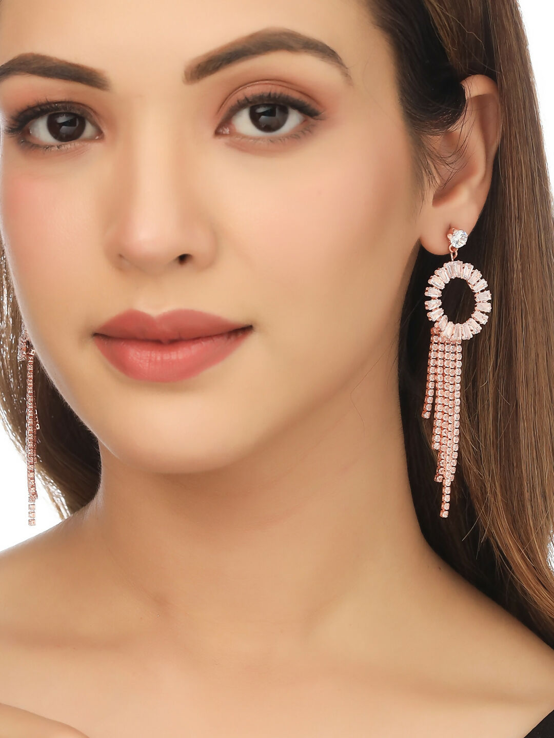 NVR Women Gold Toned Contemporary Drop Earrings | Swadesiicart