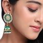 NVR Women Gold-Polished Green Dome Shaped Meenkari Jhumkas Earrings | Swadesiicart