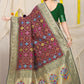 Jyoti Fashion Women's Wine Patola Silk Zari Woven Saree with Blouse | Swadesiicart