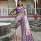 Vishnu Weaves Women's Blue Soft Tussar Silk Small Zari Woven Border Saree with Blouse - Swadesiicart