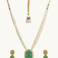 Nuyug 22K Gold-Plated Pearl Beaded Strings Green Enamel Pendant with Floral Motifs Necklace Set | Swadesiicart
