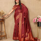 Vedant Vastram Maroon Color Banarasi Silk Saree - Maroon | Swadesiicart