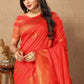 Vedant Vastram Red Color Banarasi Silk Saree - Red | Swadesiicart