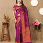 Vedant Vastram Wine Color Banarasi Silk Saree - Wine | Swadesiicart