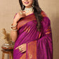 Vedant Vastram Wine Color Banarasi Silk Saree - Wine | Swadesiicart