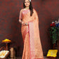 Vedant Vastram Peach Color Banarasi Silk Saree - Peach | Swadesiicart