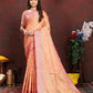 Vedant Vastram Peach Color Banarasi Silk Saree - Peach | Swadesiicart