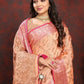 Vedant Vastram Peach Color Banarasi Silk Saree - Peach | Swadesiicart
