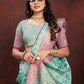 Vedant Vastram Turquoise Color Banarasi Silk Saree - Turquoise | Swadesiicart