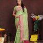 Vedant Vastram Parrot Color Banarasi Silk Saree - Parrot | Swadesiicart