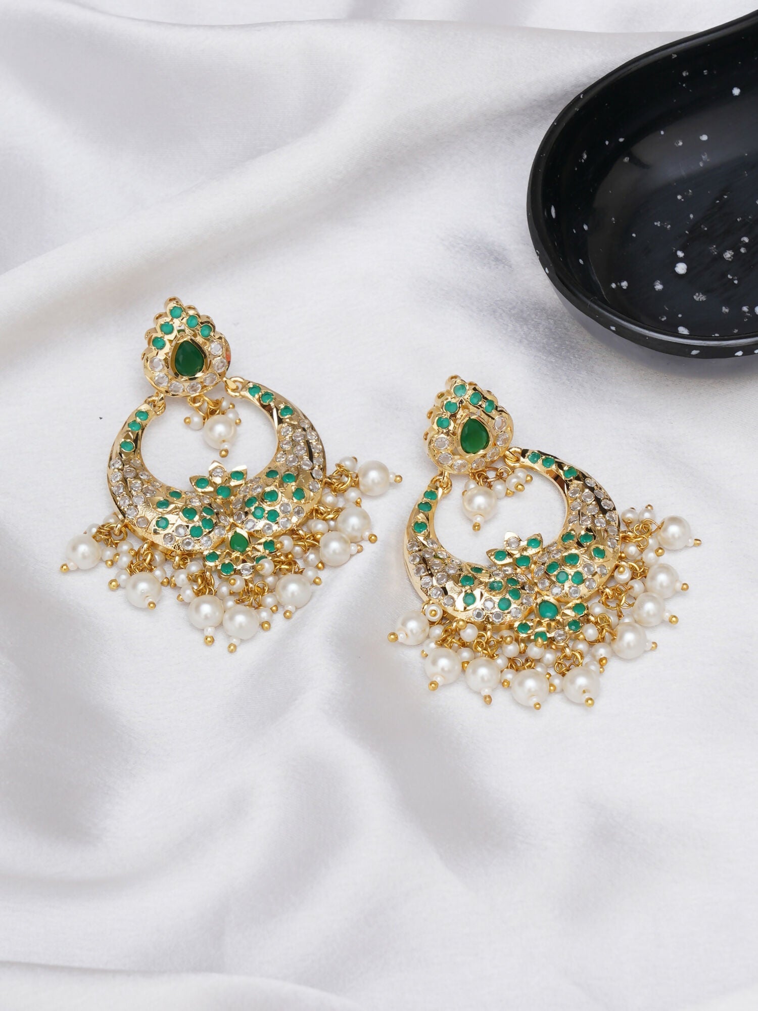 Jadau Earrings (Gold) - Ruby Raang | Swadesiicart