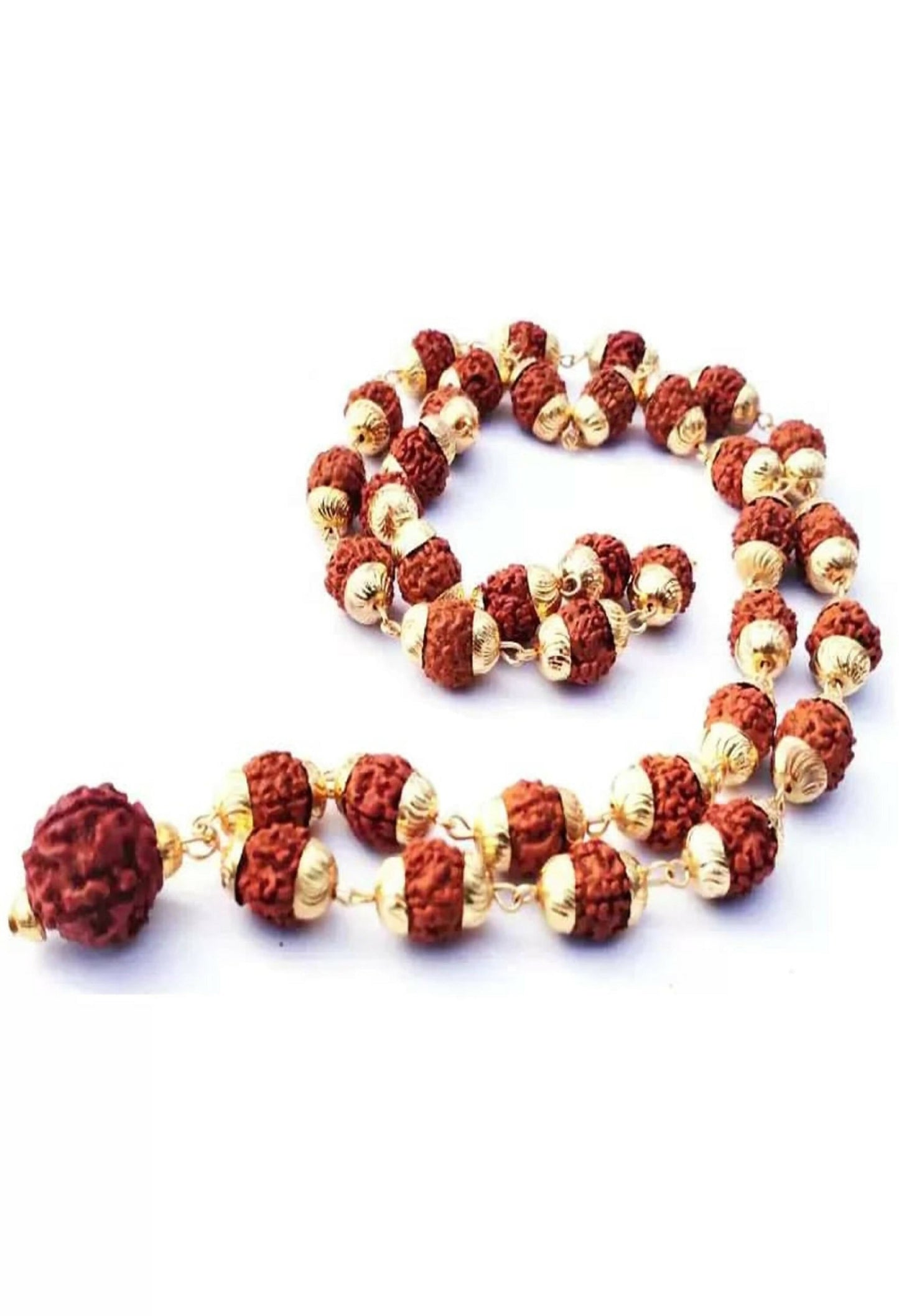Mominos Fashion Joharkamal Gold-Polished Statement Rudraksha Mala Long Necklace (Golden) | Swadesiicart